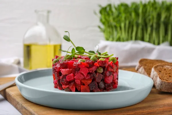 Délicieuse Salade Vinaigrette Fraîche Sur Table Gros Plan — Photo