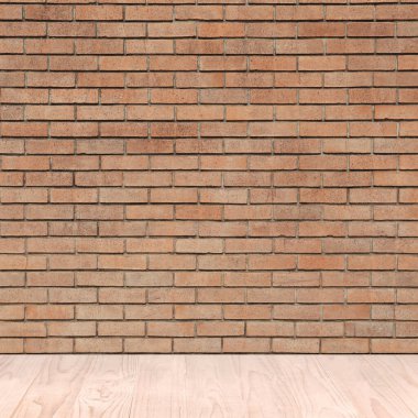 tuğla duvar ve ahşap yerde Oda