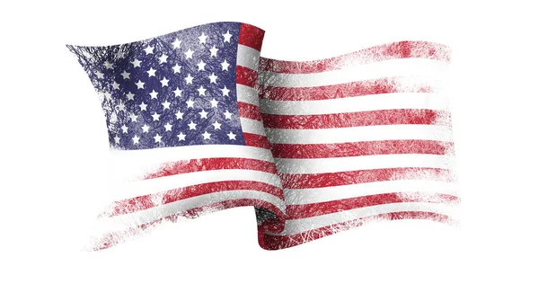 stock image Bright painting of USA national flag on white background
