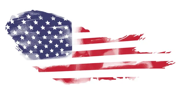 Helder Schilderij Van Amerikaanse Nationale Vlag Witte Achtergrond — Stockfoto