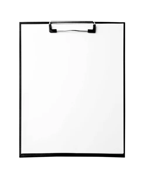Klembord Met Vel Papier Geïsoleerd Wit Ruimte Voor Tekst — Stockfoto