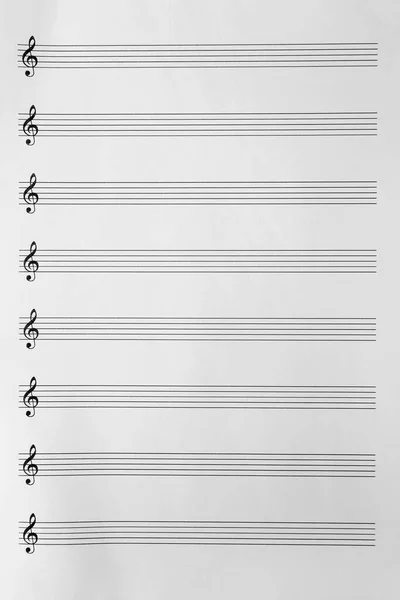 楽譜のための空の譜表と背景色としての高音の崖 トップビュー — ストック写真