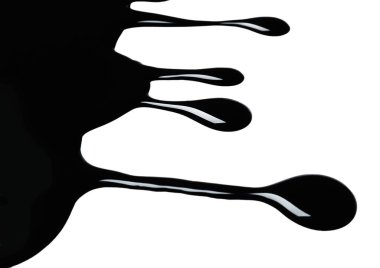 Beyaz arka plana siyah parlak boya dökülmüş.