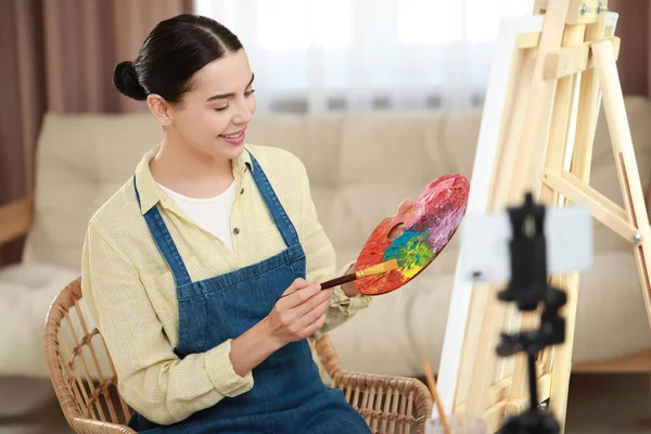 Učitel Dirigování Line Malování Doma Čas Hobby — Stock fotografie