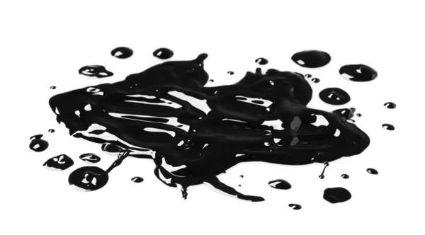 Des Taches Peinture Noire Brillante Sur Fond Blanc — Photo