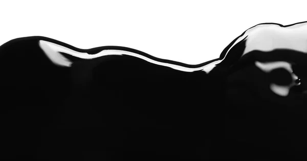Zwarte Glanzende Verf Gemorst Witte Achtergrond Bovenaanzicht — Stockfoto