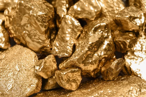 Haufen Goldnuggets Als Hintergrund Nahaufnahme — Stockfoto