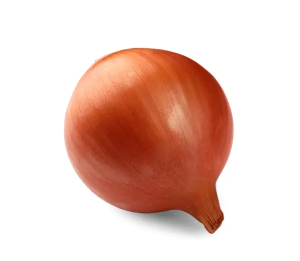 One Fresh Unpeeled Onion White Background — Stock Photo, Image