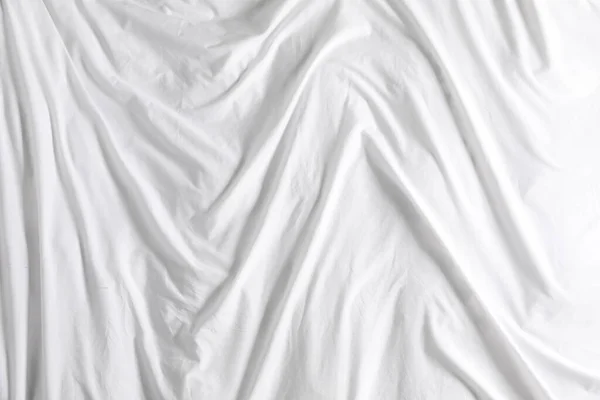 Crumpled White Fabric Background Top View — Stock Photo, Image