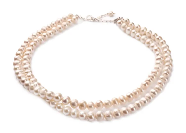 Elegant Halskæde Med Perler Isoleret Hvid - Stock-foto