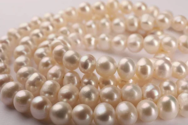 Elegante Perlenkette Auf Weißem Hintergrund Nahaufnahme — Stockfoto