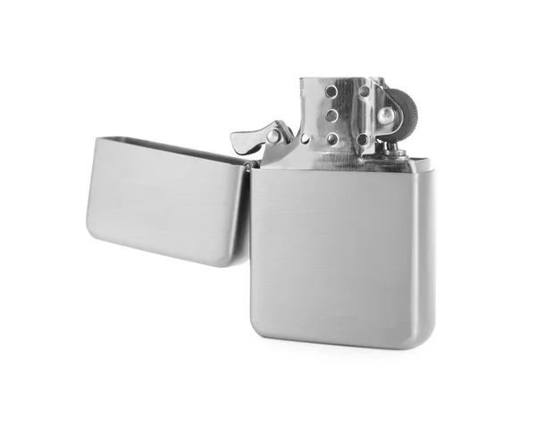 stock image Gray metallic cigarette lighter isolated on white