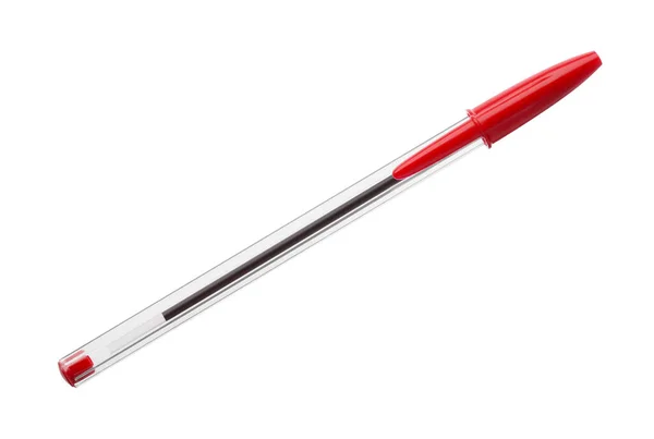 被白色隔离的新的时髦红色钢笔 — 图库照片