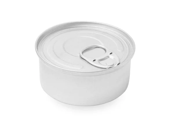 One Closed Tin Can Isolated White — Stock Photo, Image