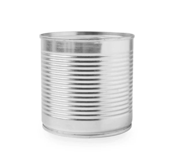 一个封闭的锡罐可以在白色上隔离 — 图库照片