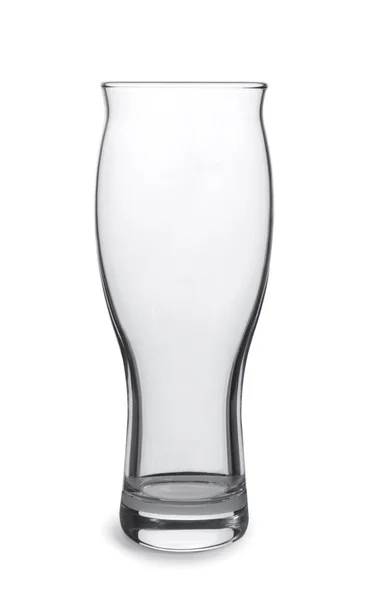 Elegante Vaso Cerveza Vacío Limpio Aislado Blanco — Foto de Stock