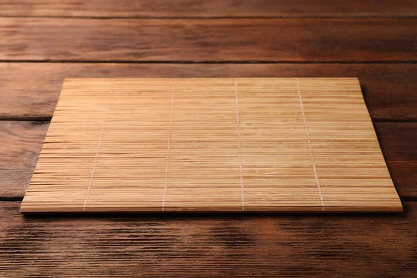 Bamboe Mat Houten Tafel Ruimte Voor Tekst — Stockfoto