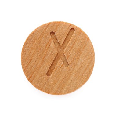 Tahta mühür Nauthiz beyaz, üst manzara izole