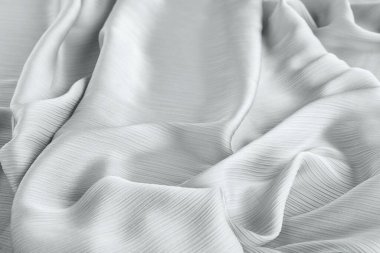 Arka plan olarak güzel gri tül kumaş, üst görünüm