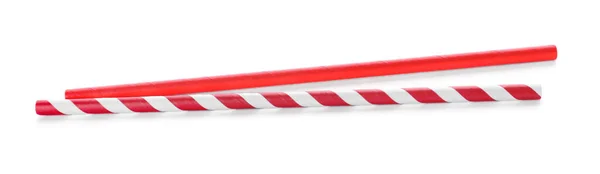 Different Paper Cocktail Straws White Background — Stock Photo, Image