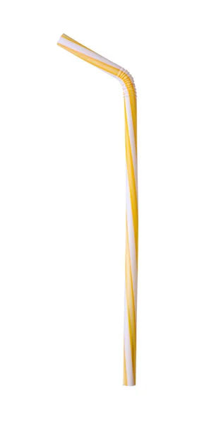 白色隔离的黄色塑料鸡尾酒管 — 图库照片