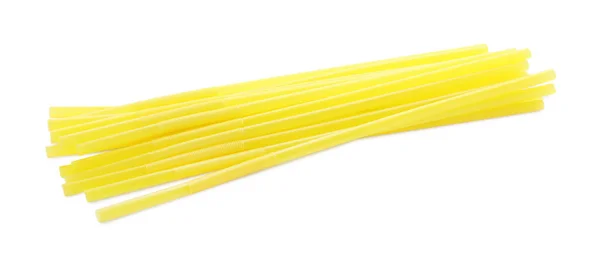 Yellow Plastic Cocktail Straws White Background — Stock Photo, Image