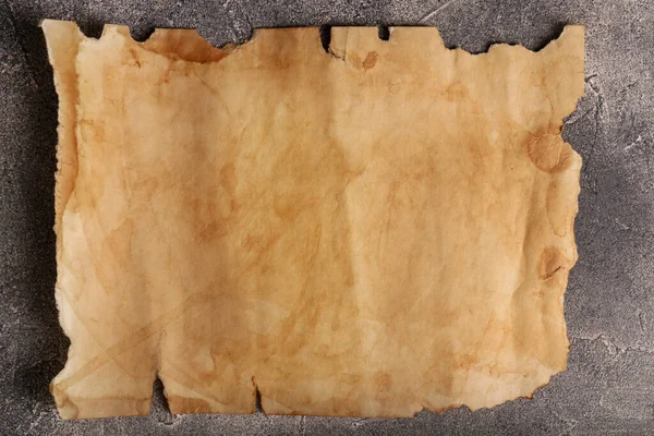 Sheet Old Parchment Paper Gray Textured Table Top View — Stock Photo, Image