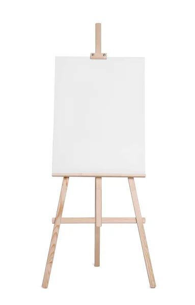 stock image Wooden easel with canvas isolated on white. Artist's equipment