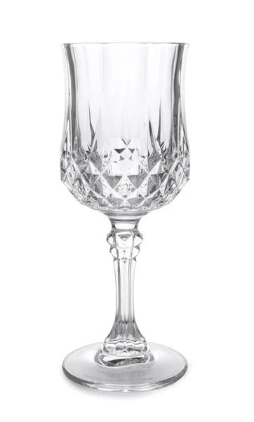 Elegante Bicchiere Vino Vuoto Pulito Isolato Bianco — Foto Stock