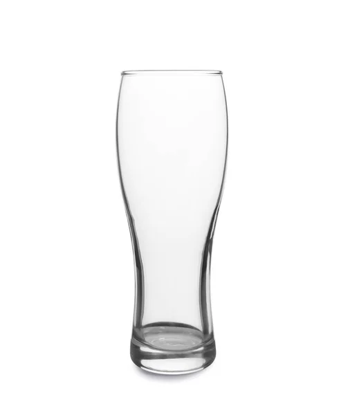 Vidro Cerveja Vazio Limpo Elegante Isolado Branco — Fotografia de Stock