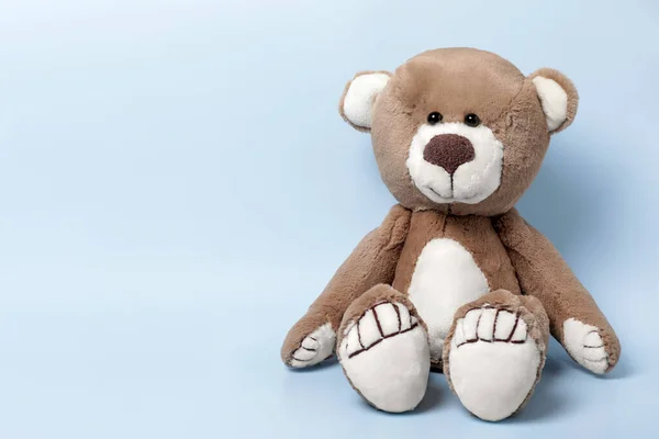 Cute Teddy Bear Light Background Space Text — Stock Photo, Image
