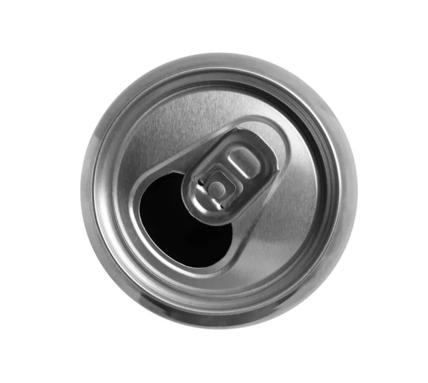 Aluminium Can Isolated White Top View — Stockfoto