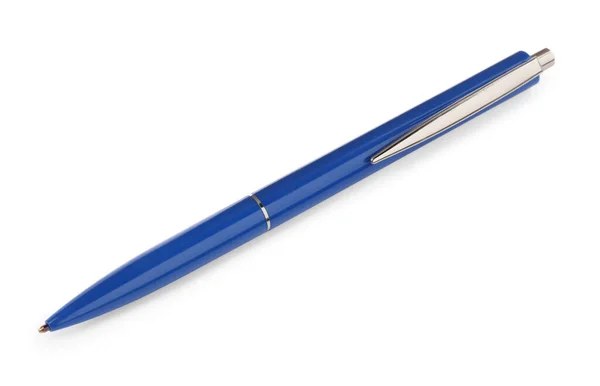 Новая Стильная Синяя Ручка Изолирована Белом — стоковое фото