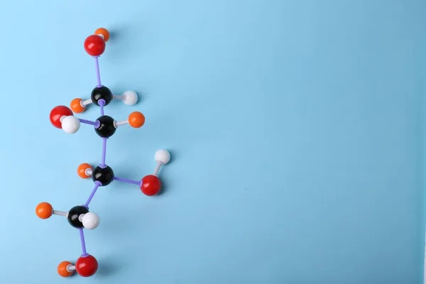 Молекула Цукру Світло Блакитному Тлі Вид Зверху Простір Тексту Хімічна — стокове фото