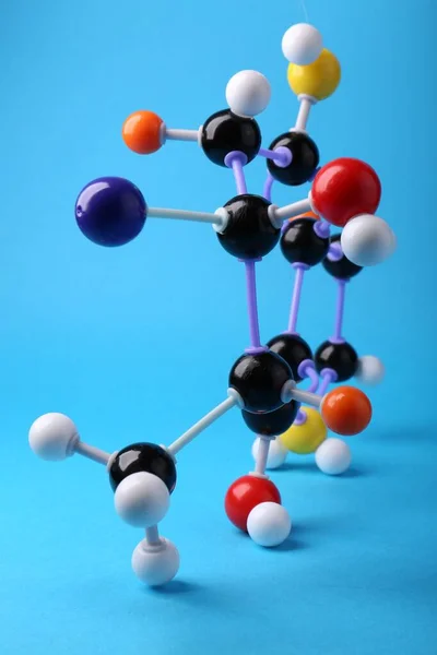 Δομή Του Μορίου Ανοιχτό Μπλε Φόντο Χημικό Μοντέλο — Φωτογραφία Αρχείου