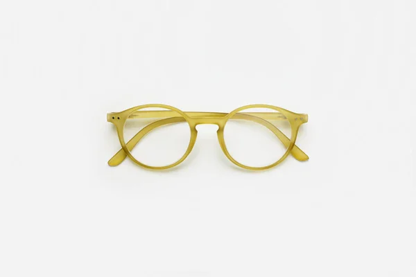 Szemüveg Korrekciós Lencsével Fehér Alapon Felülnézetből — Stock Fotó