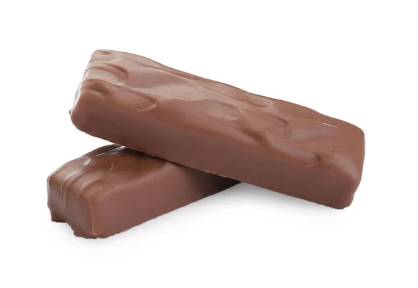 Két Ízletes Csokoládé Fehér Háttér — Stock Fotó