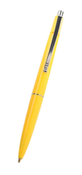 在白色上隔离的新的时髦黄色钢笔 — 图库照片