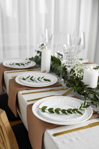 Stylish Elegant Table Setting Festive Dinner Indoors — Stock Photo, Image