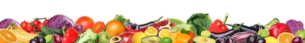 Veel Verschillende Verse Groenten Fruit Witte Achtergrond Banner Ontwerp — Stockfoto