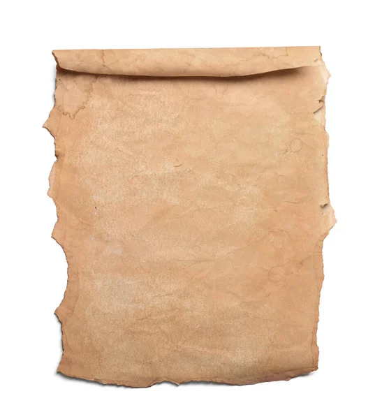 Pergament Isolert Hvitt Gammel Papirstruktur – stockfoto
