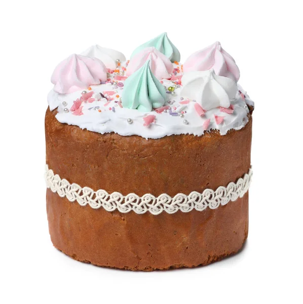 白を基調としたメレンゲと伝統的なイースターケーキ — ストック写真