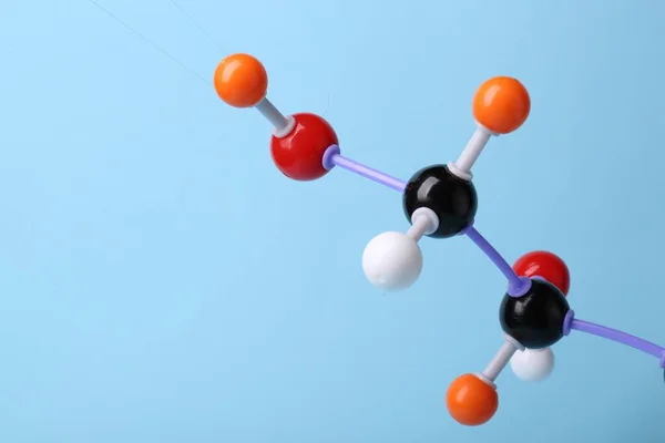 Molécula Açúcar Fundo Azul Claro Close Espaço Para Texto Modelo — Fotografia de Stock
