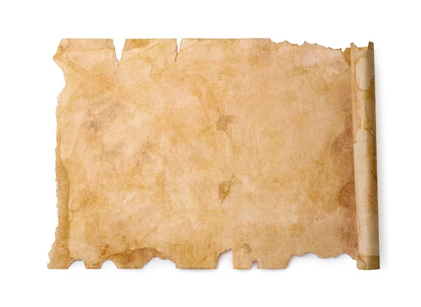 Pergamin Odizolowany Biało Stara Faktura Papieru — Zdjęcie stockowe