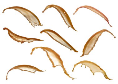 Lezzetli taze meyve suyu serpintileri beyaz, kolaj tasarımı