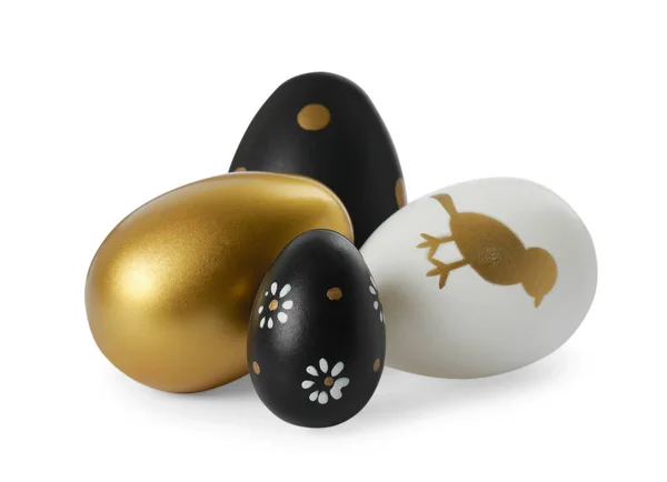 Many Decorated Easter Eggs Isolated White — Stock Photo, Image