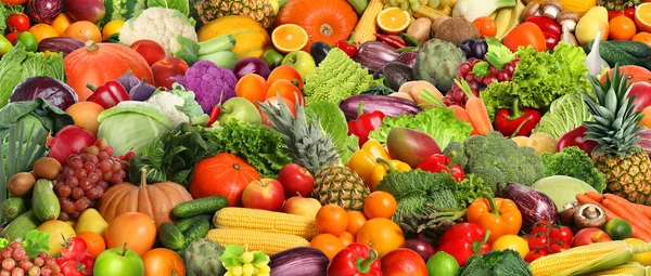 Assortimento Frutta Verdura Fresca Come Sfondo Design Banner — Foto Stock