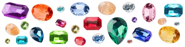 Set Beautiful Gemstones White Background — Stock Photo, Image