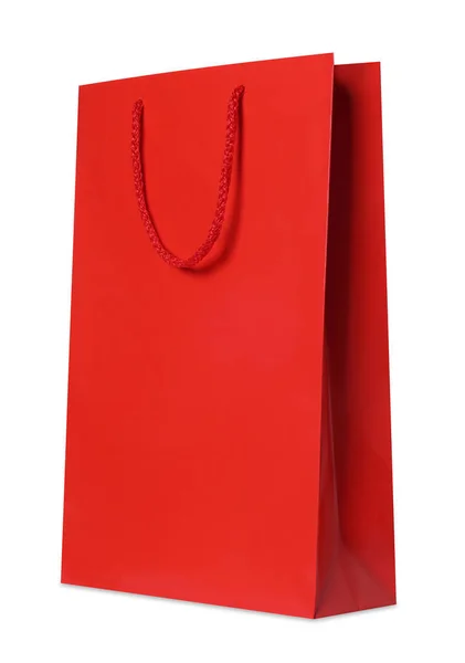 白色背景的红色礼品袋 — 图库照片