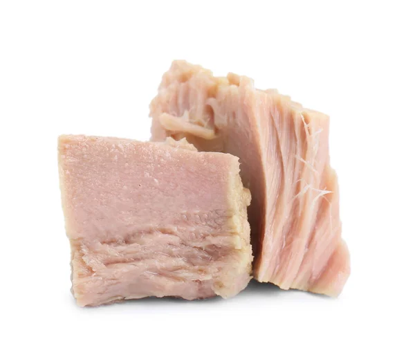 Daging Tuna Kalengan Lezat Yang Diisolasi Dengan Kulit Putih — Stok Foto